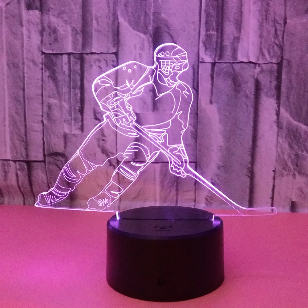 3 вида стилей Новинка освещение хоккеист Ice плеер 3D свет в ночь Touch USB лампа