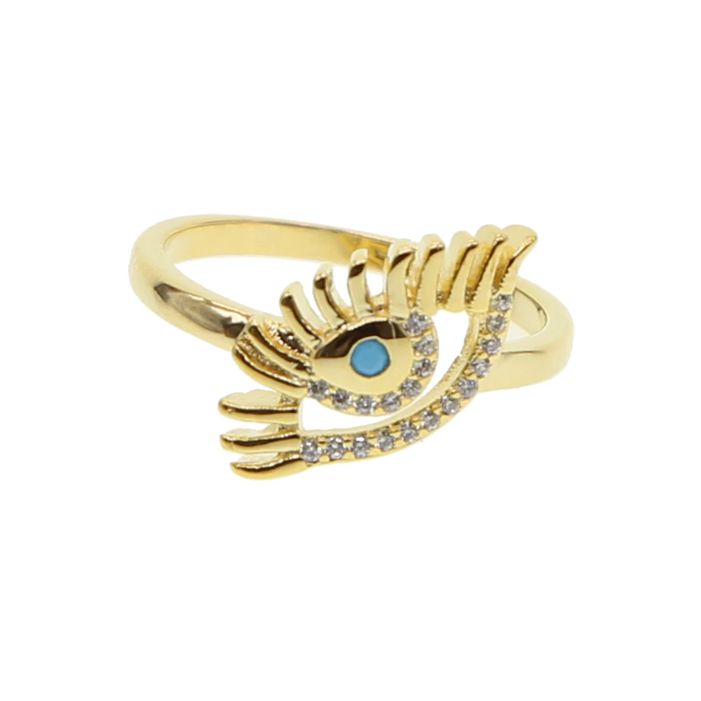 Сглаза новые модные ресницы золотого цвета cz Кристалл проложенный синий Злой