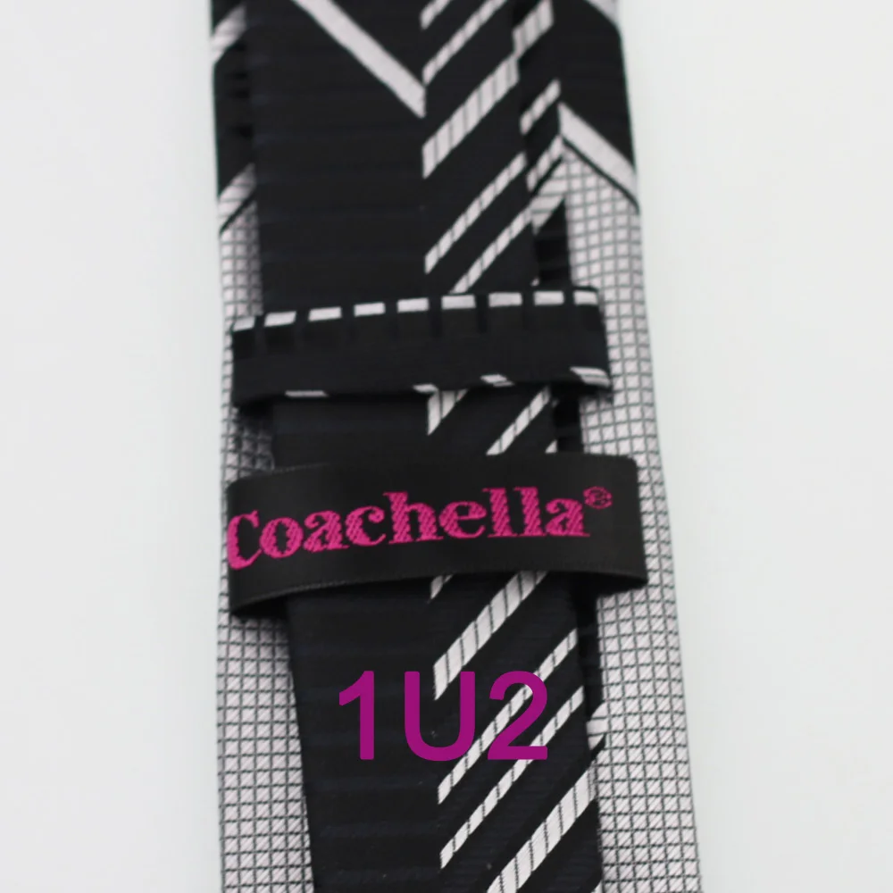 Галстуки Yibei Coachella черно-серебристые полосатые геометрические клетчатые Для