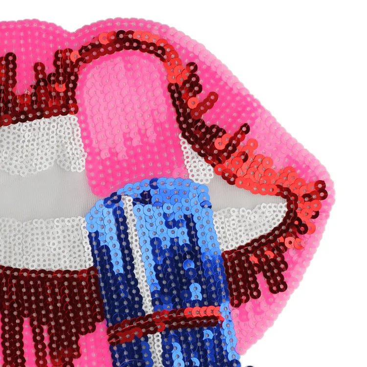23cm Large Lipstick Lips Sequin Patches Sew-on Fashion Clothes Applique DIY Clothing Decoration Sequins for | Дом и сад