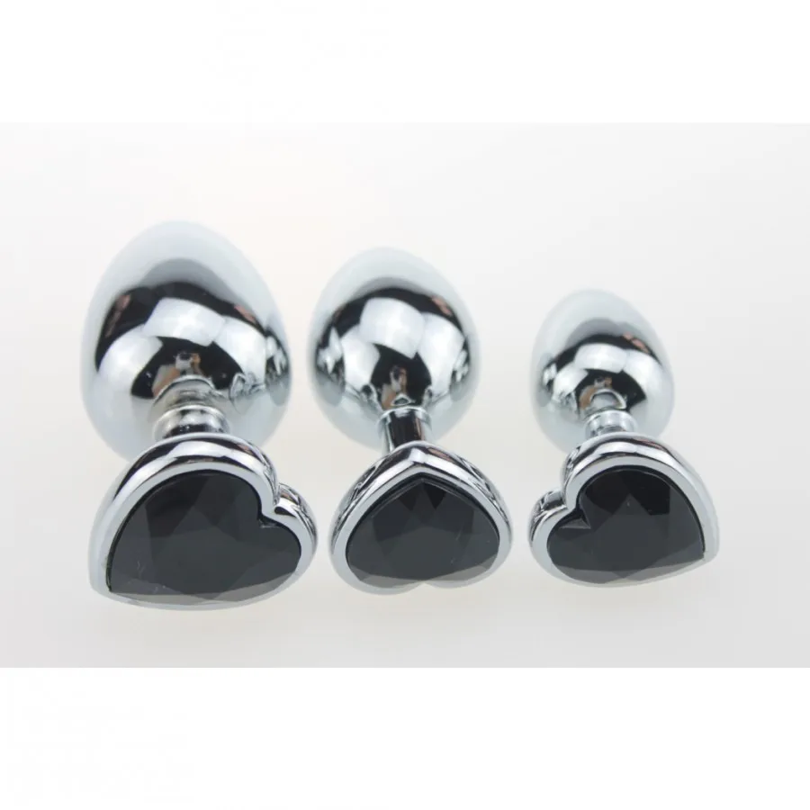 3pcs/lot Heart Base Button Sliver Stainless Steel Butt Plug Metal Anal Set Sex Products Erotic Big Toys | Красота и здоровье