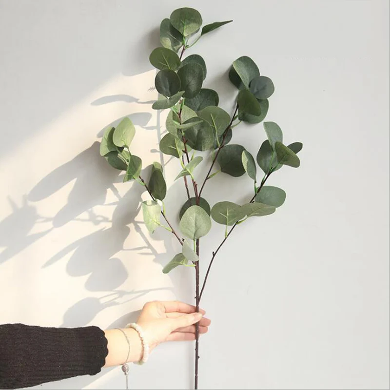 Green GXINUG 84 см искусственные зеленые горшечные растения Искусственный лист эвкалипта зелень жевательная резинка листья Листва цветок шелковые цветы скандинавский домашний декор - Цвет: Green