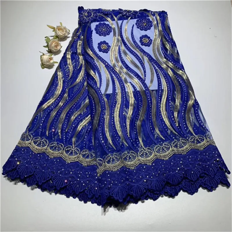 Новый дизайн 2019 года кружевная ткань трения Высококачественная гипюровая синего