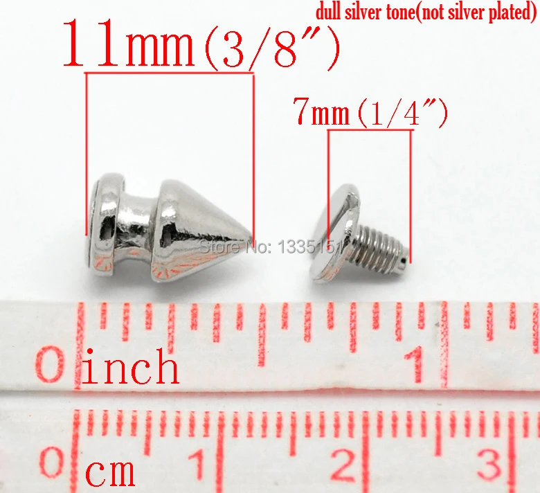 Бесплатная доставка 30 комплектов серебристая коническая пуля шпильки с шипами 11