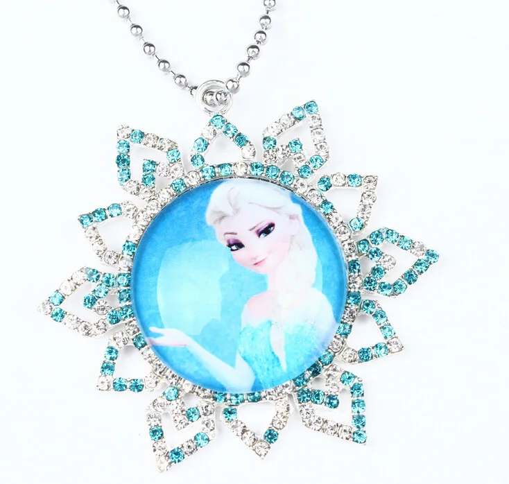 Nice Girl Necklace Anna Elsa Sister Design Full Rhinestone Snow Flake Charm Kids Child Best Birthday GiftAccessoriesWX1 | Украшения и