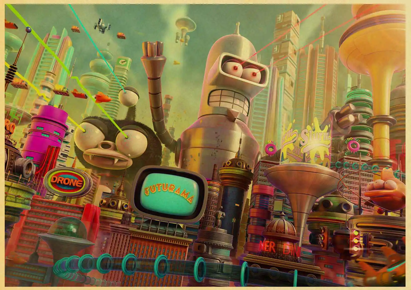 Комический фильм плакат Futurama плакаты Винтаж Крафт-Бумага ремесла печать для детской комнаты стены мультфильм декоративная живопись - Цвет: D130