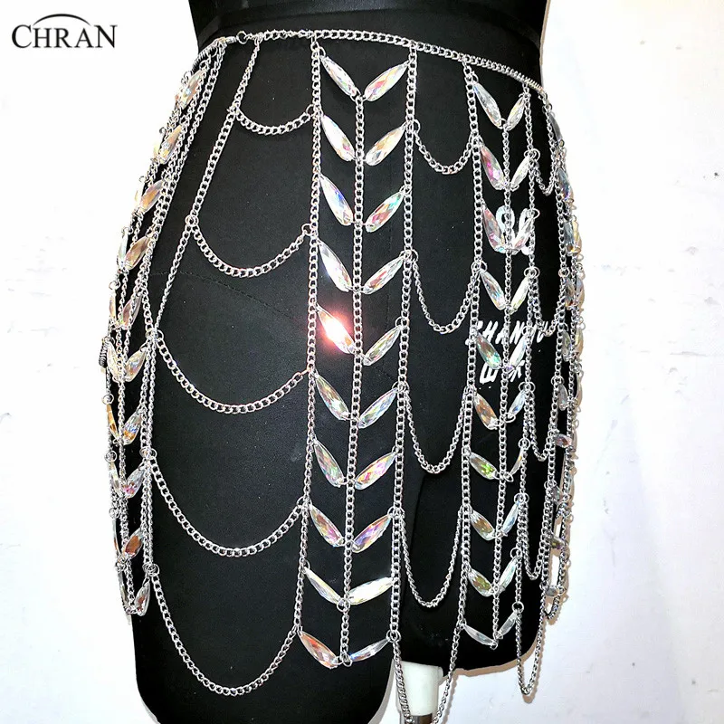 Сексуальная Женская Радужная мини юбка с бисером летняя бижутерия для тела Chainmail