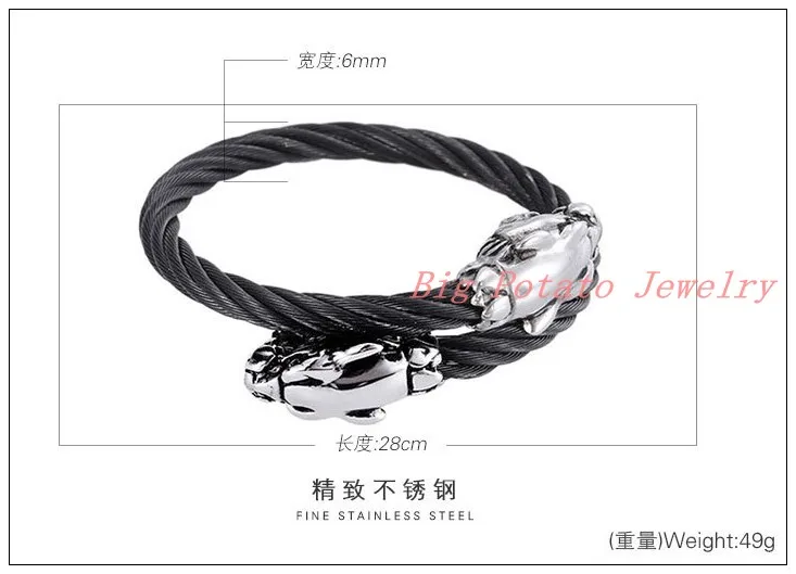 Мужской браслет с леопардовой головкой из нержавеющей стали 316L черный тоновый в