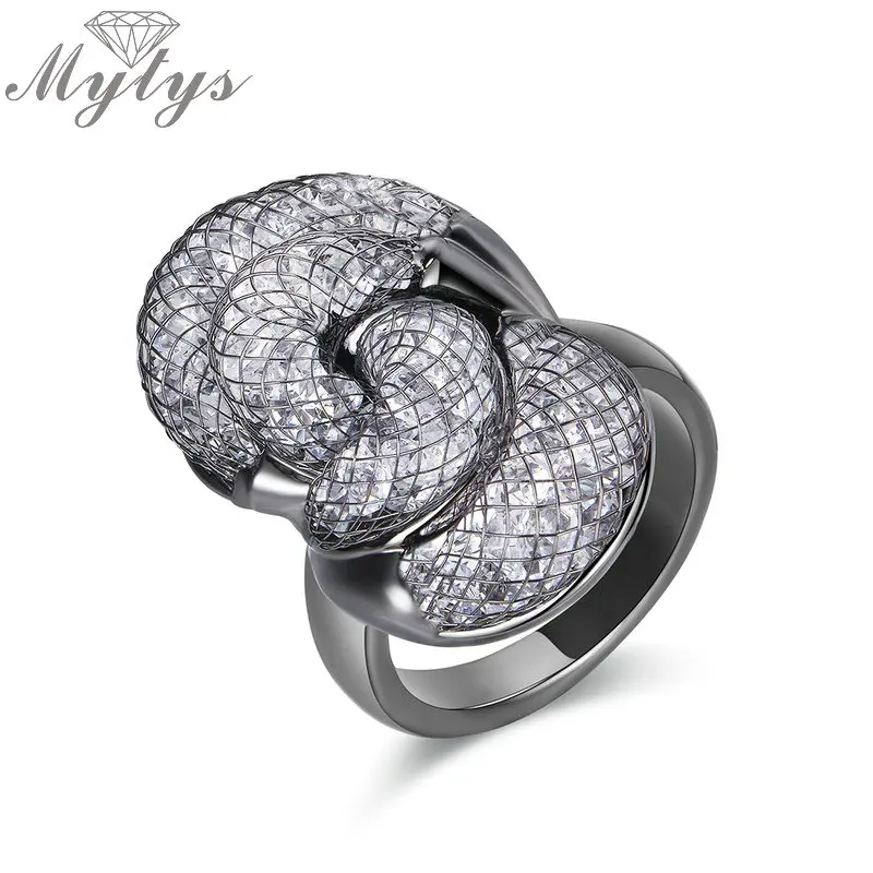 Кольца Mytys фирменные кольца черного цвета из проволочной сетки с прозрачным