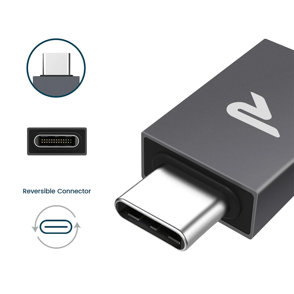 [2 шт./упак.] RAMPOW OTG USB C Адаптеры 5 Гбит/с QC3.0 Тип адаптер для MacBook 3 0 samsung S9/huawei P20