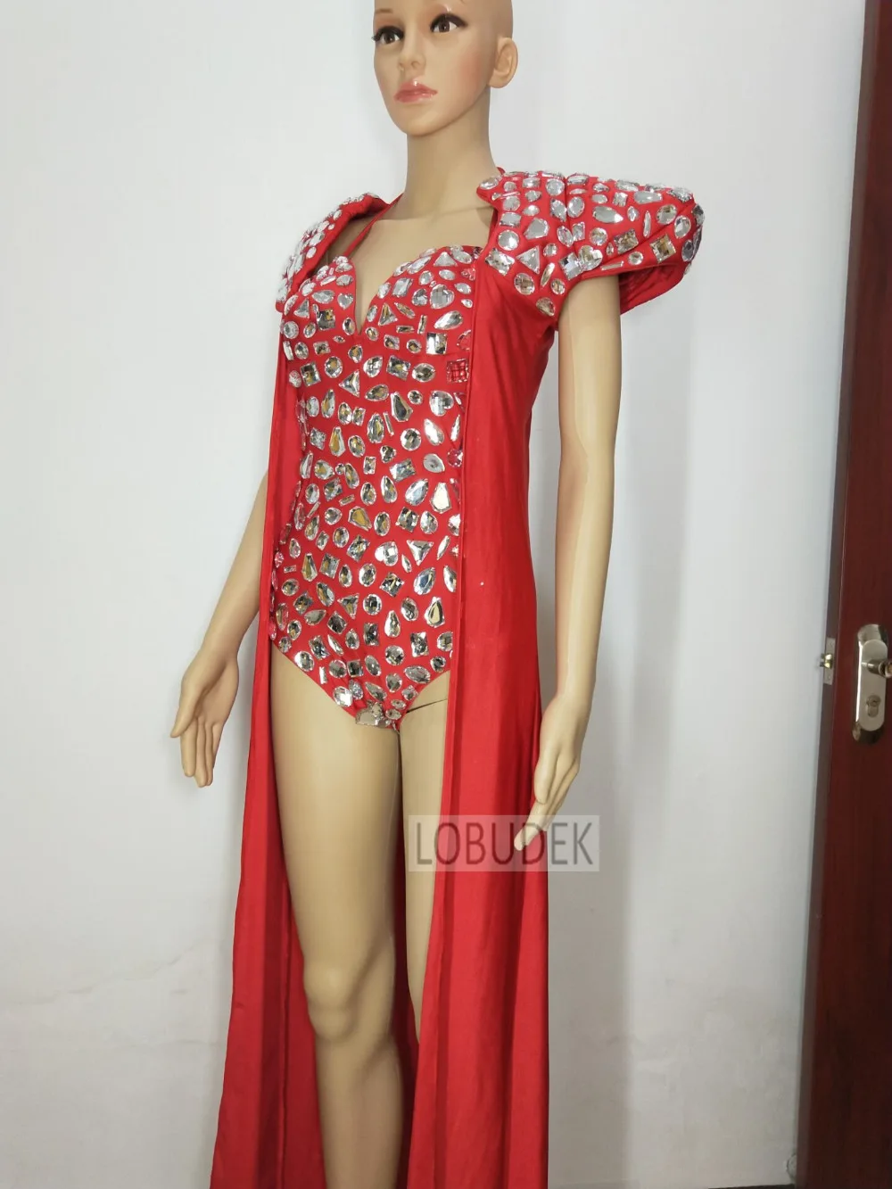 (Плащ + боди) комплект из 2 предметов с блестящими кристаллами и бриллиантами