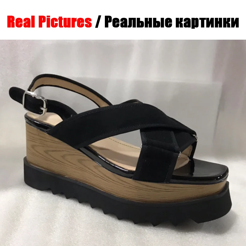DORATASIA/Новинка года; Летние брендовые Модные женские сандалии из натуральной замши; женские туфли на высокой танкетке; женская обувь для свиданий; большие размеры 33-40