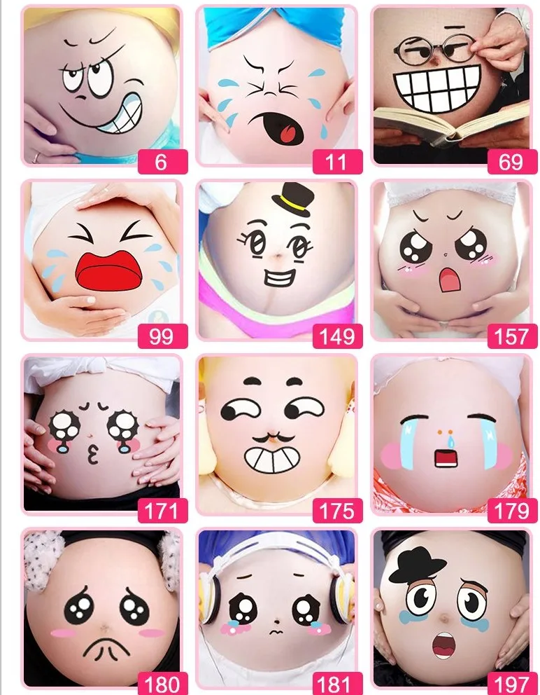 10 шт./лот милые реквизиты для фотосъемки беременных 3D наклейки на живот Временные