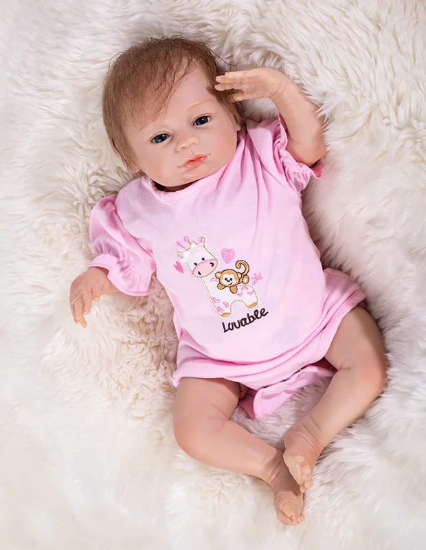 46 см reborn силиконовые детские куклы розовая одежда настоящий вид bebe живая кукла