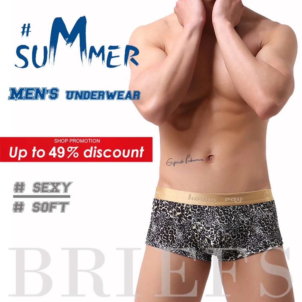 Сексуальные мужские леопардовые боксеры мягкие удобные трусы с низкой талией