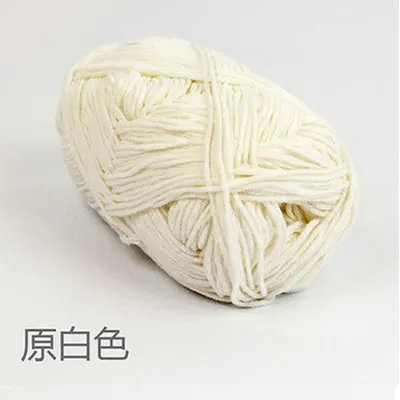 White 1 шт. хлопчатобумажная пряжа из чесаного хлопка, вязаный крючком шнур из нитей паркета, одеяло, свитер, шарф, плетение материала, научная линия, 50 г - Цвет: White