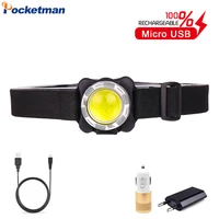 powerful headlamp usb rechargeable headlight cob led head light with built in battery waterproof head lamp white red lighting
