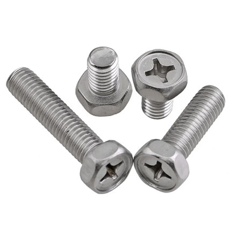 5pcs M6 304 Stainless steel Phillips screw pocket hex head bolt Hexagon screws 8mm-60mm Length | Обустройство дома