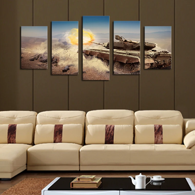Без рамки 5 панелей современный Танк HD картина холст печать Картина Настенная