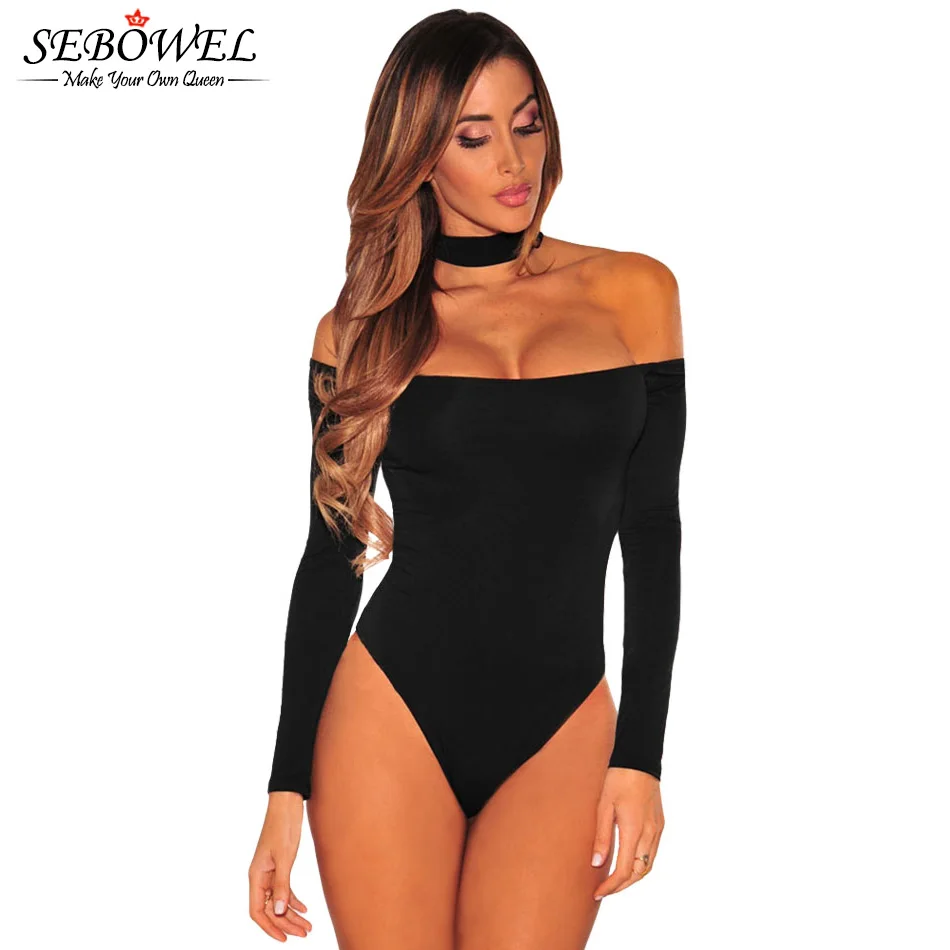 2018 летние Для женщин боди с открытыми плечами Топ спинки Черный сексуальные