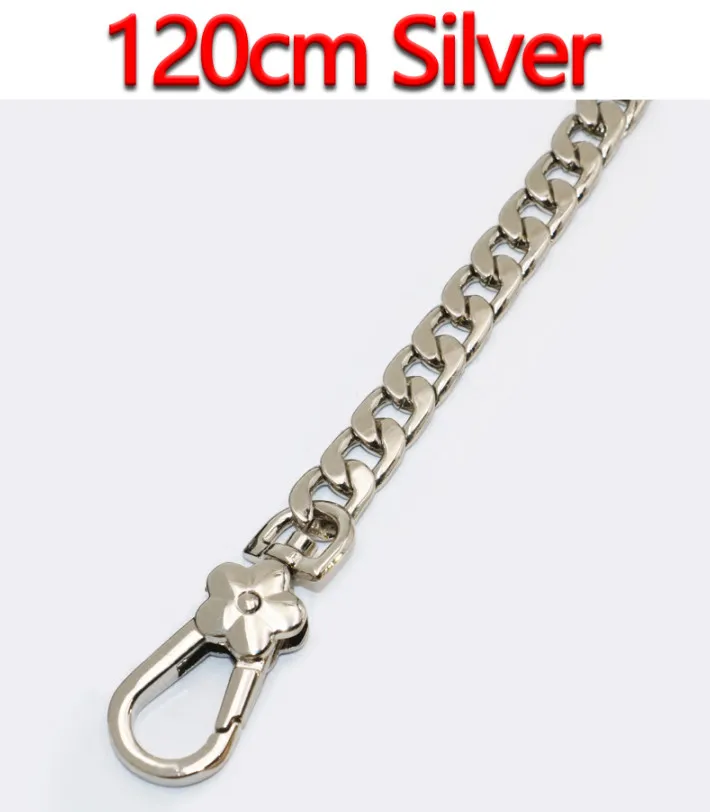 120cm Silver DIY металлическая сменная цепь, наплечная сумка, ремни 9 мм, золото, серебро, черный пистолет, матовая бронза, сумочка, кошелек, ручка, высокое качество - Цвет: 120cm Silver