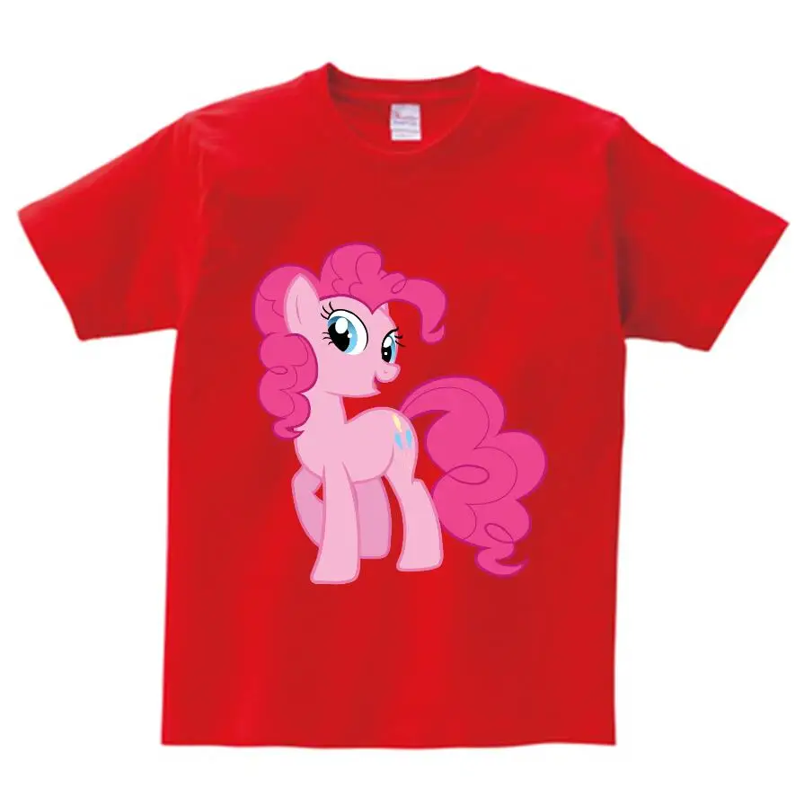 red childreT-shirt Летняя футболка с рисунком из мультфильма «Мой маленький поли» для девочек одежда с героями мультфильмов «Пинки Пай» Детские футболки для девочек одежда с милым пони NN - Цвет: red childreT-shirt
