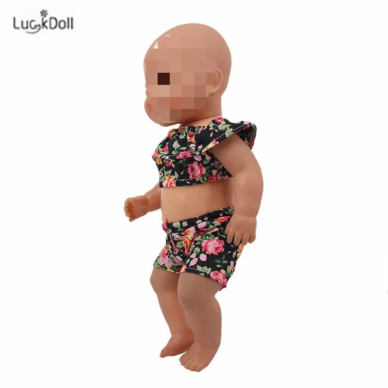 LUCKDOLL цветок короткий рукав шорты комплект подходит 18 дюймов Американский 43 см BabyDoll одежда аксессуары, игрушки для девочек, поколение, день рождения Gif