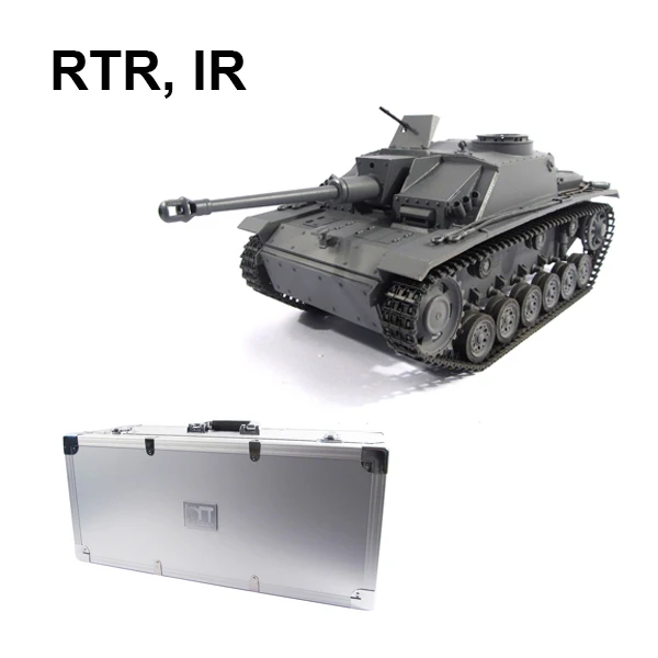 MATO Танк 1/16 в комплекте Немецкий Stug III RC металлический Радиоуправляемый танк с инфракрасной отдачей ствол версия 1226 - Цвет: RTR IR German Gray