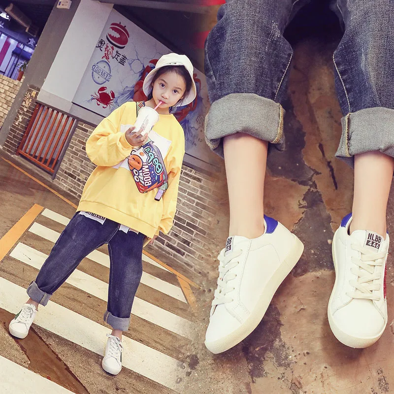 Детская повседневная обувь для девочек сезон весна-лето-осень белые туфли на