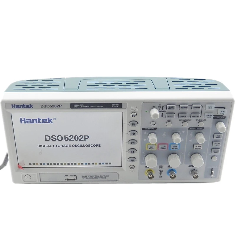 Hantek DSO5202P цифровой запоминающий осциллограф USB 200 МГц полоса пропускания 2 Каналы 1GSa/s 7 дюймов TFT ЖК-дисплей Запись PC Длина 40K