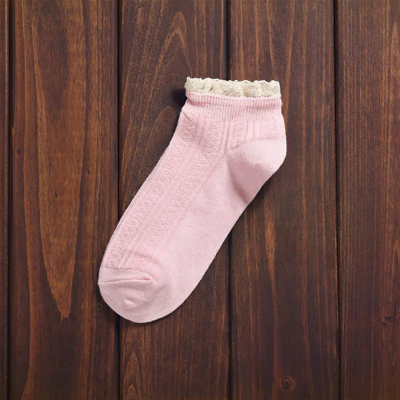 Light pink FENNASI/3 пары кружевных забавных коротких носков Женские Короткие хлопковые полосатые носки Harajuku цветные белые носки красивые носки Лолиты для девочек - Цвет: Light pink