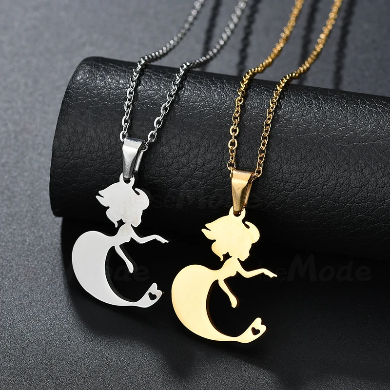 ELSEMODE сказочное ожерелье с подвеской в виде русалки для женщин золото 316L