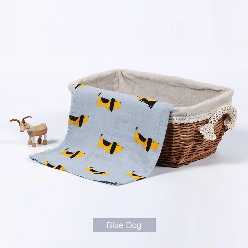 Blue Dog Муслиновое Пеленальное бамбуковое детское ежемесячное одеяло с единорогом мягкое банное полотенце для новорожденного пеленки для младенца одеяло для коляски s детская накидка Inbakeren - Цвет: Blue Dog