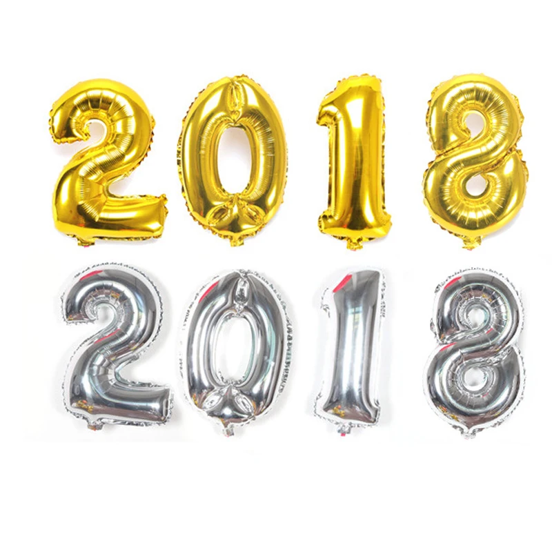 4 шт. золотистые/Серебристые шары 16 дюймов 2018 дюйма | Дом и сад