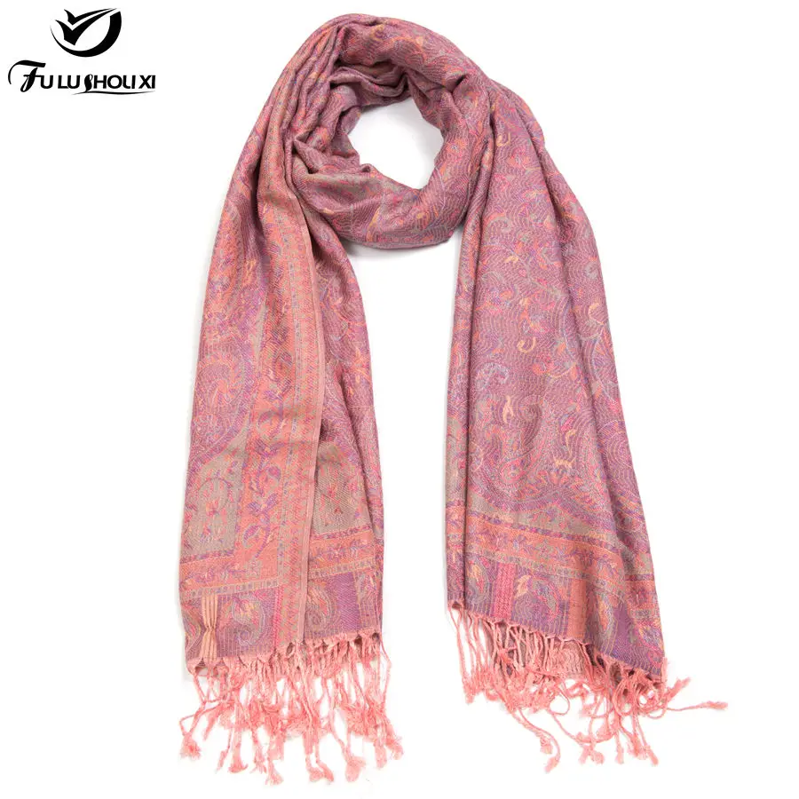 Новый Романтический богемный розово-красный оттенок Хиджаб Платки ручной работы