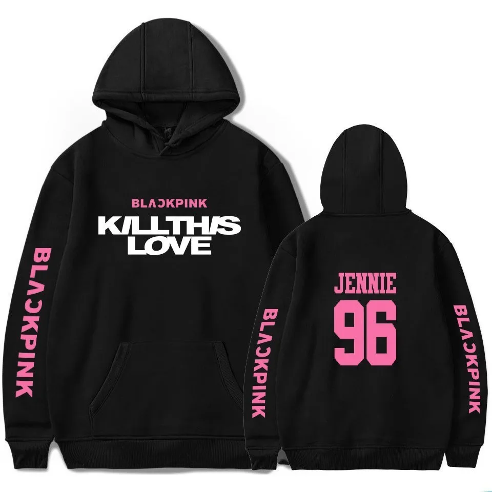 Kpop Kill This Love Blackpink толстовка с альбомом Роза Лиза хип хоп розовая толстовка с капюшоном для мужчин и женщин толстовки свитера большого размера больше