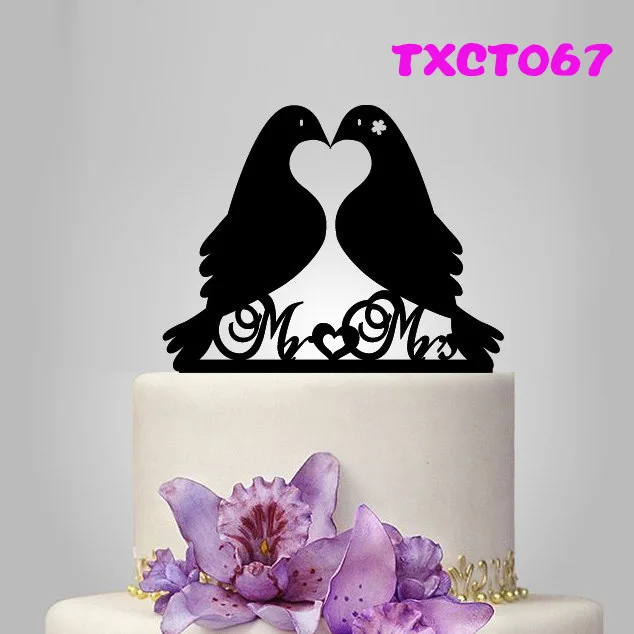 Свадебные украшения для торта с двумя любящими птицами Mr &amp Mrs 10 шт./лот