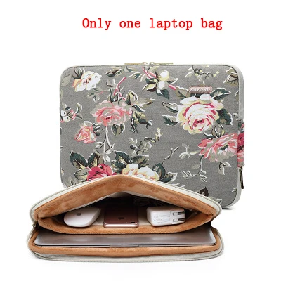 gray flower Waterproof Canvas Printing Women Men Sleeve Laptop Bag For Macbook Air 13 Pro 11 12 14 15 Case For Xiaomi Asus Lenovo Cover - Цвет: gray flower