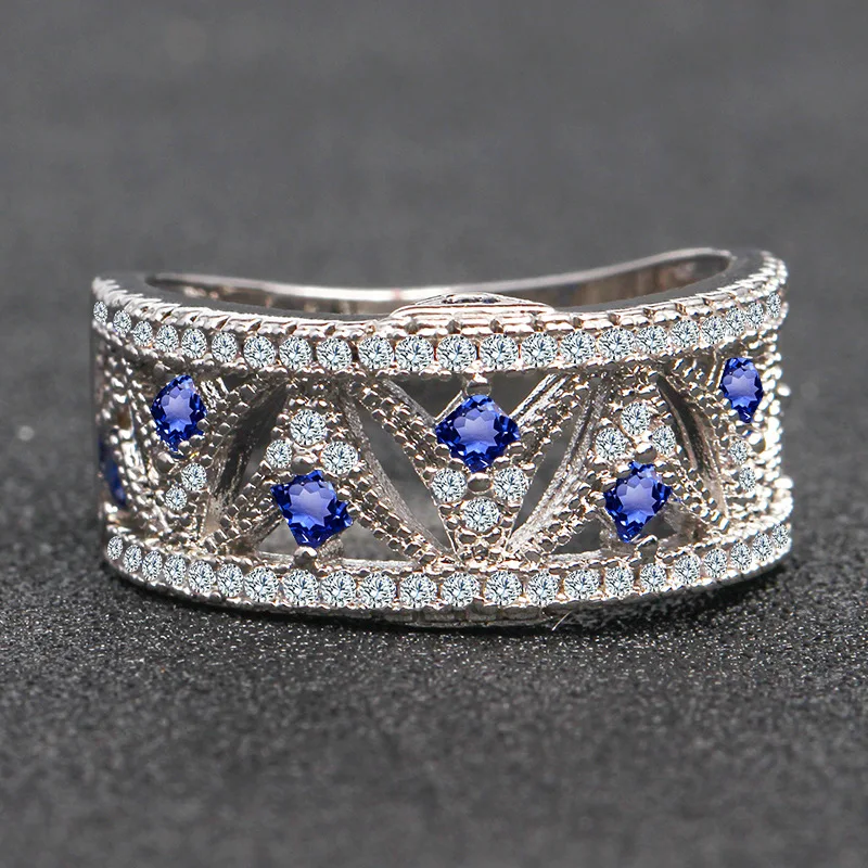 Изысканный камень месяца сентябрь 925 anillos SilverWedding вечерние/dinnerRings для женщин мужчин Голубой Кристалл Циркон лучшие подарки на день рождения