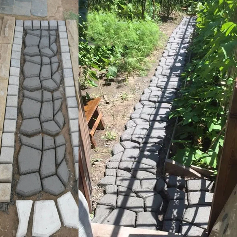 DIY пластиковая Прямоугольная форма для производства брусчатки для дома, сада, ходьбы, тротуара, бетонной тротуарной плитки, цемента, кирпича, камня, дороги, бетонной формы