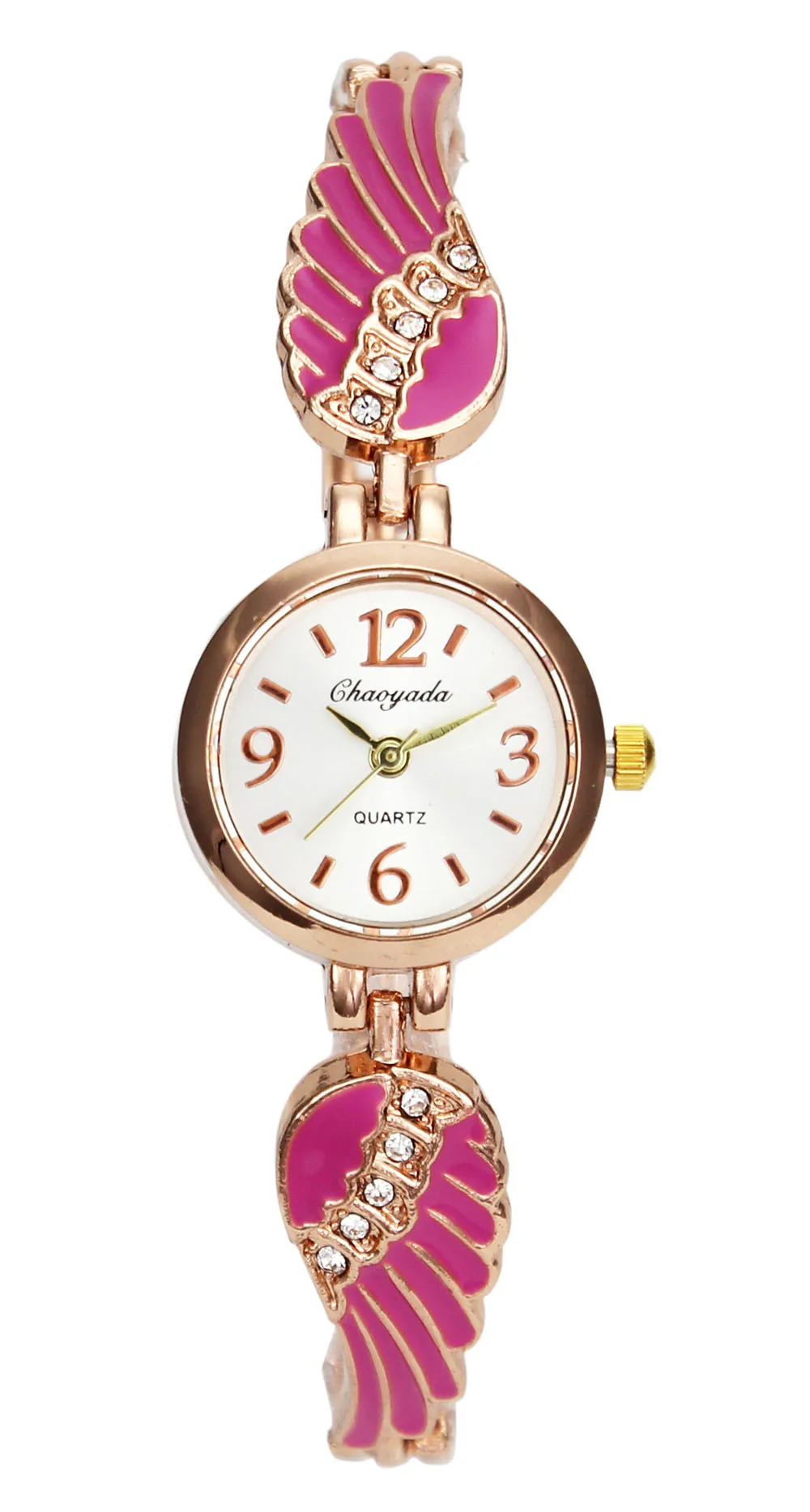 Ангел крылья Кристалл талисман длинный браслет часы золотые женские модные цепи