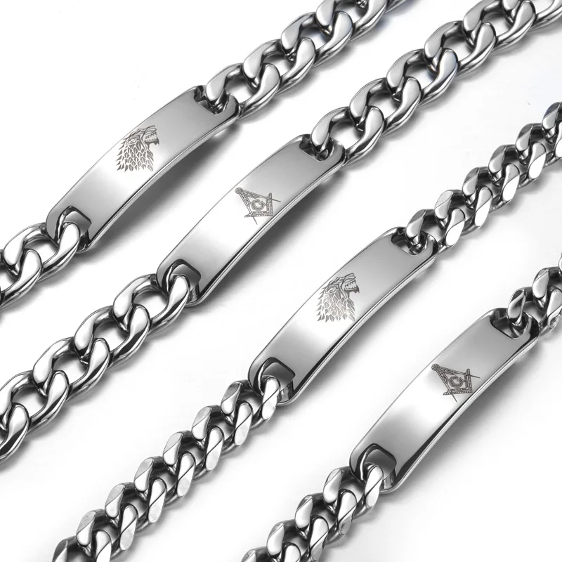 Байер дропшиппинг 316L Нержавеющая сталь полированная браслет House STARK Wolf &