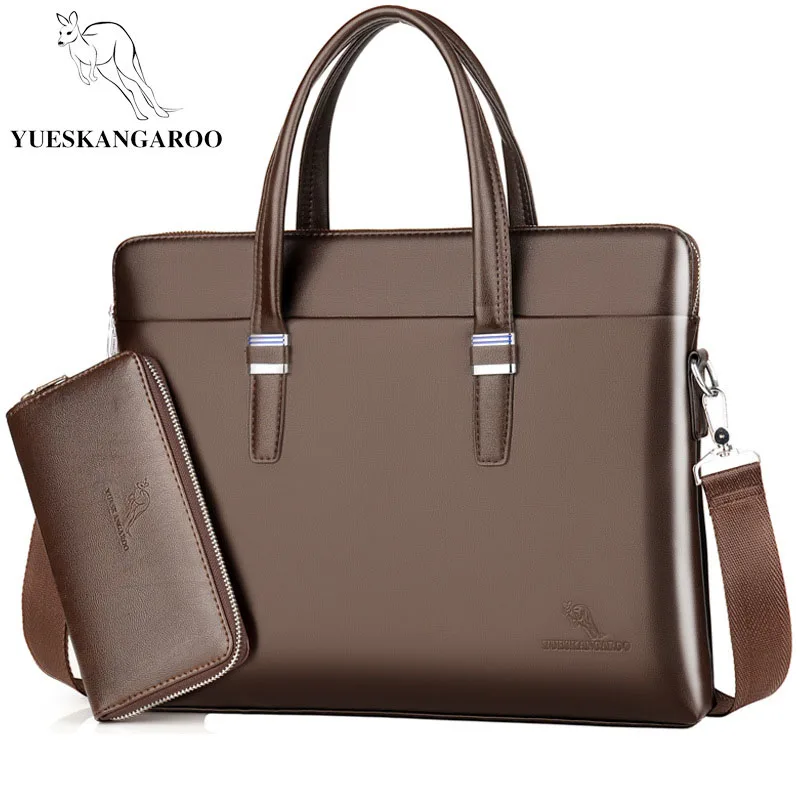 Brown suit YUESKANGAROO мужской деловой кожаный портфель-сумка на плечо для ноутбука 1" мужские сумки через плечо сумки-мессенджеры - Цвет: Brown suit
