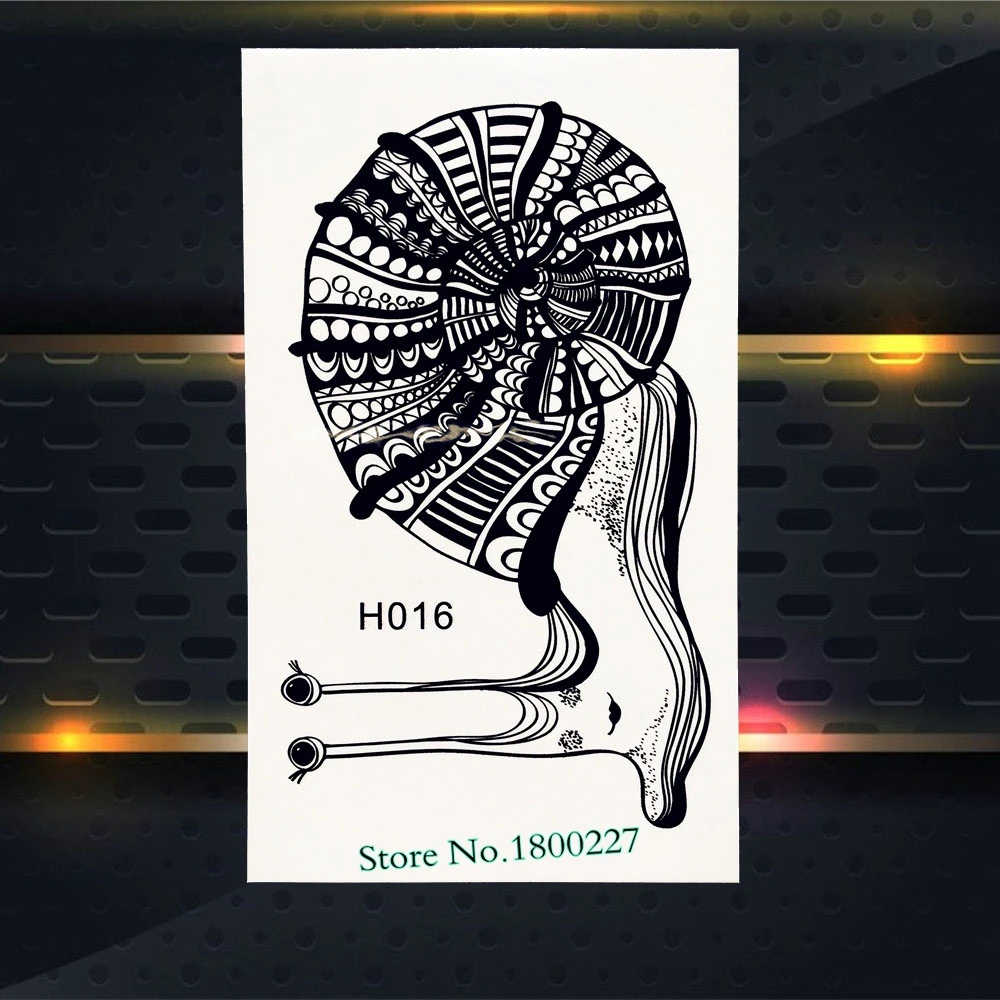 Черный индийская хна Татуировка Стикеры bull бык голову Перо Ловец снов татуировки