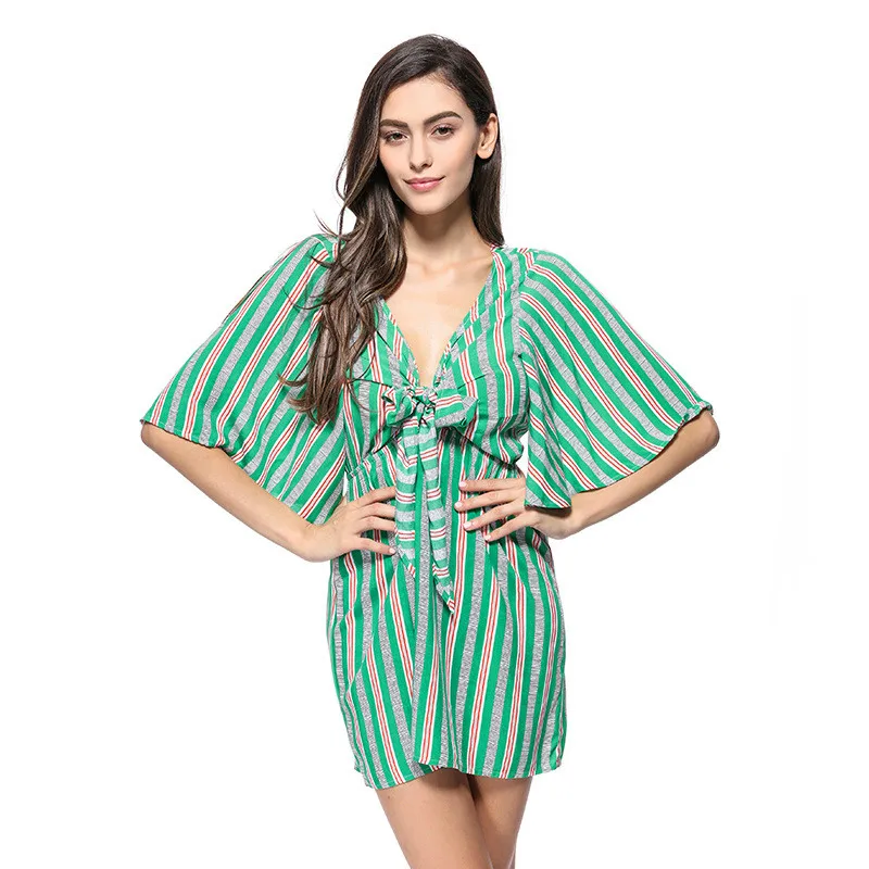 2019 весеннее Новое Стильное модное тонкое женское платье в полоску высокого