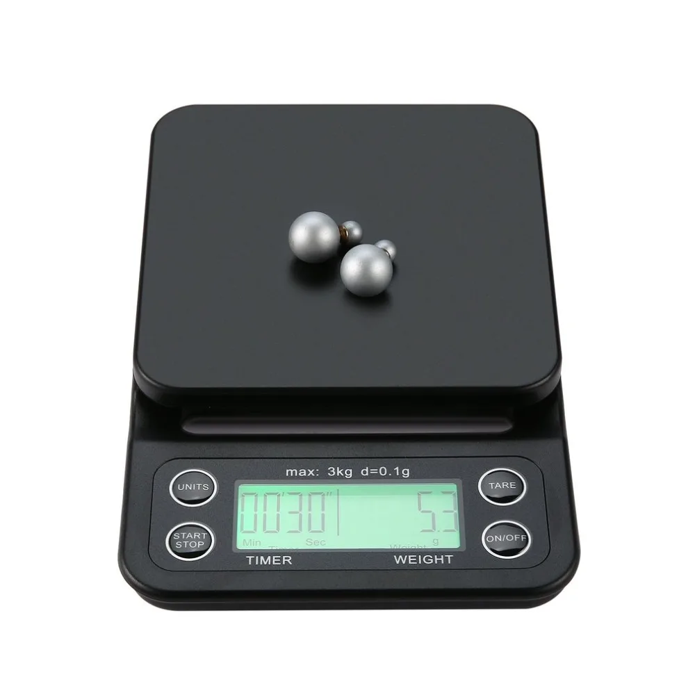 Digital Electronic Coffee Scale 3kg/0.1g Platform with Timer Function Tare for Cooking Making | Инструменты