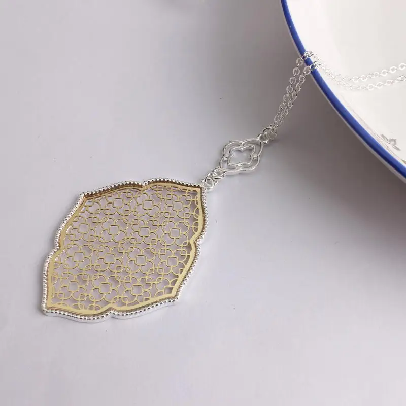 N4726 Silver Gold ZWPON,, полое, каплевидное, Филигранное, длинное ожерелье для женщин, массивное ожерелье, s подвески, ювелирное изделие, подарок на день Святого Валентина - Окраска металла: N4726 Silver Gold