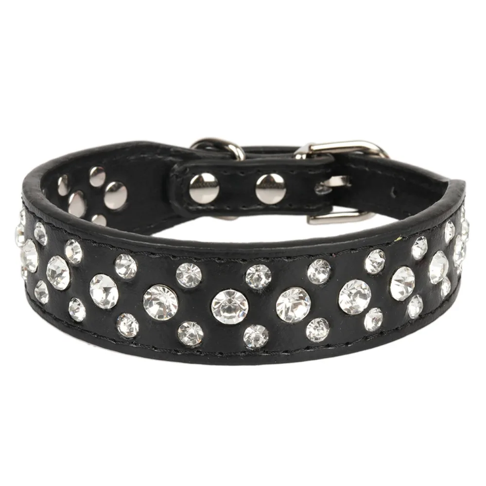 Ошейники для черных собак ошейник с шипами и стразами щенков домашних животных
