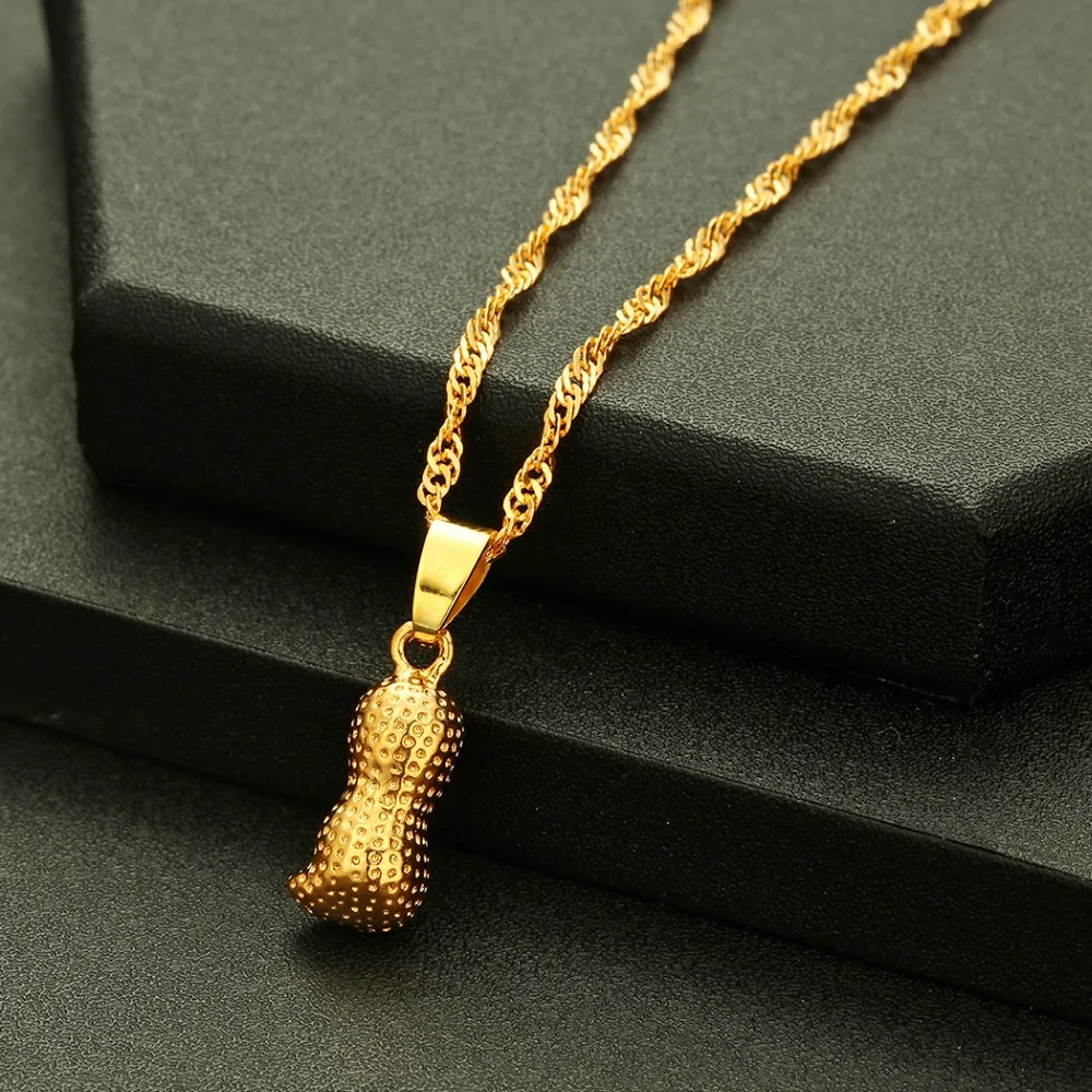 CHENGXUN Goldern Peanut Pendant Necklace Women Jewelry Men Kids Children Birth Day Decoration Accessories Choker | Украшения и