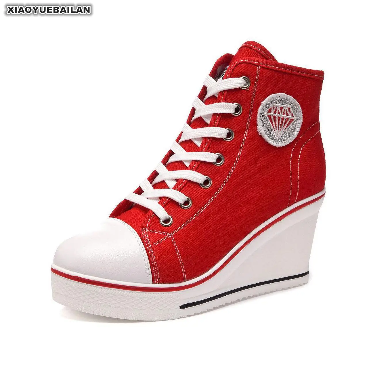 Новинка стильная парусиновая обувь для отдыха на танкетке женская высоком